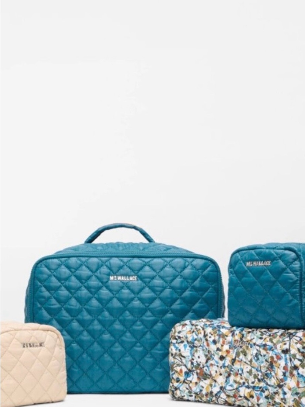 MZ Wallace Teal Quilted Travel Organizer Set Pouch new no tags not sold anymore